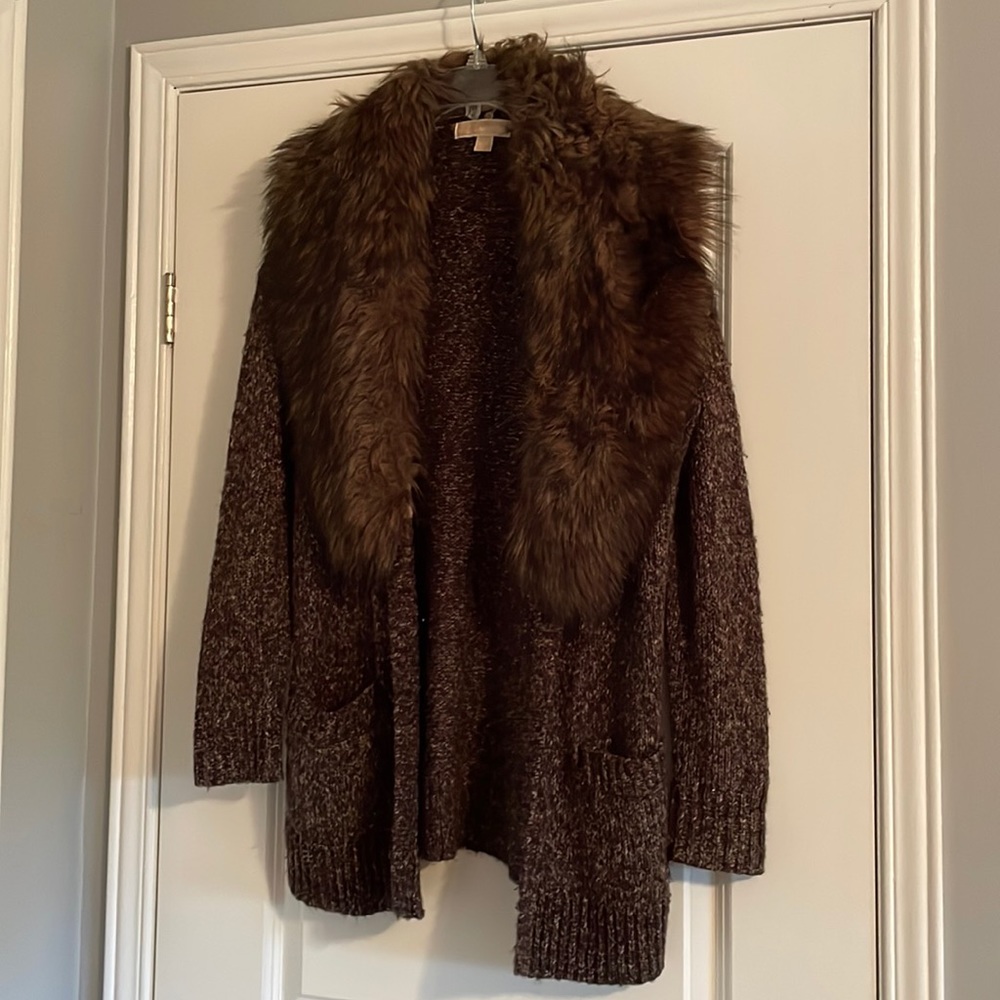 Cardigan with Faux Fur Collar